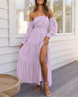 Ravienna™ Off-Shoulder Kleid Mit Eleganter Leichtigkeit in Lila