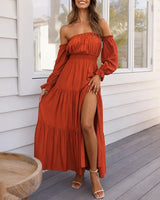 Ravienna™ Off-Shoulder Kleid Mit Eleganter Leichtigkeit in Rot