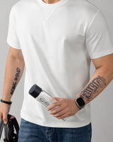 Louis™ Premium-Strick-T-Shirt mit geripptem Rundhalsausschnitt in Weiß
