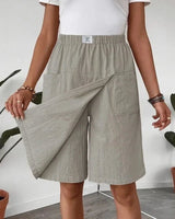 Celenne™ Skort aus Leinen-Baumwolle mit Premium-Komfort in Hellgrau