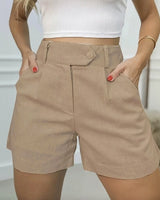 Bellini™ Shorts mit Eleganten Falten und Raffinierter Passform in Khaki