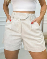 Bellini™ Shorts mit Eleganten Falten und Raffinierter Passform in Aprikose