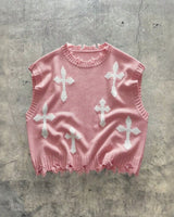 Montero™ Ärmelloser Pullover Aus Weichem Strick Mit Ausgefransten Details in Rosa