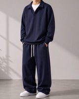 Valdren™ Herren 2-Teiliges Set Aus Strukturierter Strickware in Marineblau