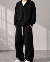 Valdren™ Herren 2-Teiliges Set Aus Strukturierter Strickware in Schwarz