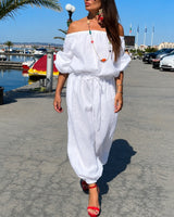 Bellamare™ Jumpsuit Mit Schulterfreiem Ausschnitt Und Verstellbarer Taille in Weiß