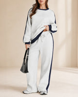 Celestelle™ Sweatshirt-Set Mit Seitlichen Streifen Und Weiter Hose in Weiß