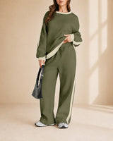 Celestelle™ Sweatshirt-Set Mit Seitlichen Streifen Und Weiter Hose in Grün