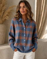 Saint Claire™ Premium-Strickjacke mit Karomuster in Blau