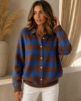 Saint Claire™ Premium-Strickjacke mit Karomuster in Braun