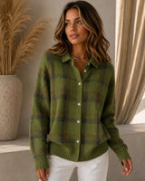 Saint Claire™ Premium-Strickjacke mit Karomuster in Grün