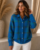 Saint Claire™ Premium-Strickjacke mit Karomuster in Marineblau