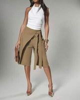 Savina™ Shorts Mit Wickel-Überlage Und Seitlicher Bindung in Khaki