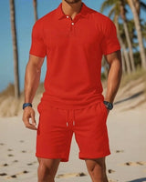 Matteo™ Set Mit Poloshirt Und Shorts Mit Verstellbarem Bund in Rot
