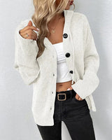 Gudrun | Damen Freizeit-Strickjacke mit Knopfleiste vorne in Weiß