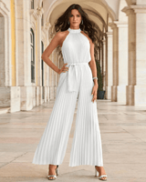 Leilani | Neckholder Plissee Jumpsuit in Weiß