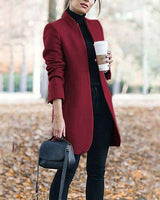 Annika | Damen Chic Maßgeschneiderter Formeller Wintermantel in Weinrot