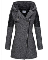 Wintermantel Damen Lang mit Kapuze in Grau