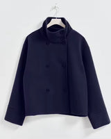 Drune | Damen Kurzer Übergröße Trenchcoat für Den Herbst in Marineblau