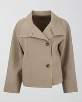 Drune | Damen Kurzer Übergröße Trenchcoat für Den Herbst in Beige