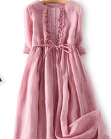 Lithumi - Maxikleid Aus Leinen in Rosa