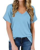 Einfaches V-Ausschnitt T-Shirt - Luna in Blau