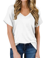 Einfaches V-Ausschnitt T-Shirt - Luna in Weiß