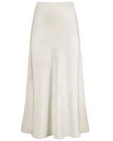 Elysia | Mode Langer glänzender Satin-Rock in Weiss