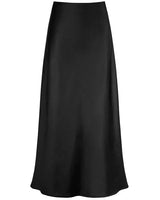Elysia | Mode Langer glänzender Satin-Rock in Schwarz