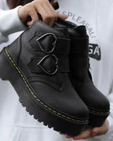 Gabriela | Damen Modische Stiefeletten mit dicker Sohle in Schwarz