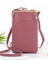 Crossbody Handytasche für Damen aus PU Leder in Dunkelrosa