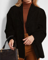Pauline | Damen Urban Style Locker Sitzende Lederjacke in Schwarz