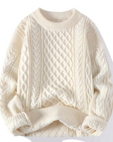 Emma | Damen Frühjahrs Strukturierter Rundhals-Pullover in Weiß