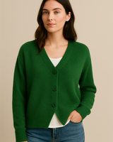 Sandra | Damen Freizeit Cardigan Mit Knopfleiste in Dunkelgrün