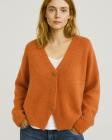 Sandra | Damen Freizeit Cardigan Mit Knopfleiste in Orange