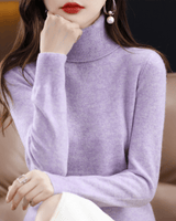 Elfriede | Damen Klassischer Warmer Strickpullover mit Rollkragen in Helllila