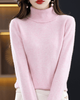 Elfriede | Damen Klassischer Warmer Strickpullover mit Rollkragen in Hellrosa