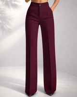Damen klassische High Waist Hose in Weinrot