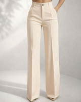 Damen klassische High Waist Hose in Beige