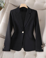 Carolin | Damen Figurbetonte Elegante Arbeitsjacke in Schwarz