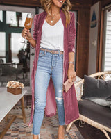 Gabriela | Damen Langärmelige Strickjacke mit offenem Vorderteil in Lila
