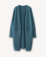 Sabine | Damen Offener Langcardigan Stil in Petrolblau