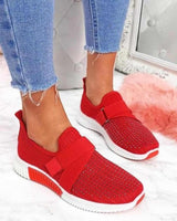 Helga | Damen Modische Sportsneaker mit Elastikband in Rot