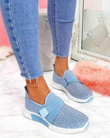 Helga | Damen Modische Sportsneaker mit Elastikband in Blau