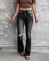 Damen Ripped High Waist Jeans in Schwarz