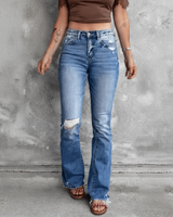 Damen Ripped High Waist Jeans in Hellblau