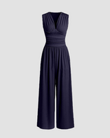 Zoey | Ärmellos Weites Bein Jumpsuit in Schwarz