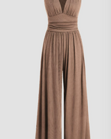 Zoey | Ärmellos Weites Bein Jumpsuit in Beige