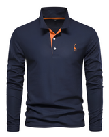 Antoine - Langärmeliges Herren-Poloshirt für den Alltag in Marineblau