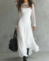 Eliza - Ätherisches Langarm-Maxikleid in Weiß